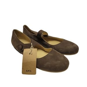 A.P.C. Brown Flat Mary Jane Shoes 41